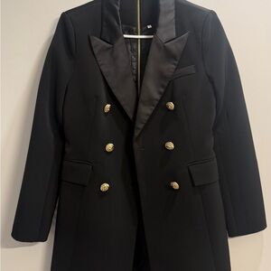 Black Double-Breasted Blazer with Gold Buttons